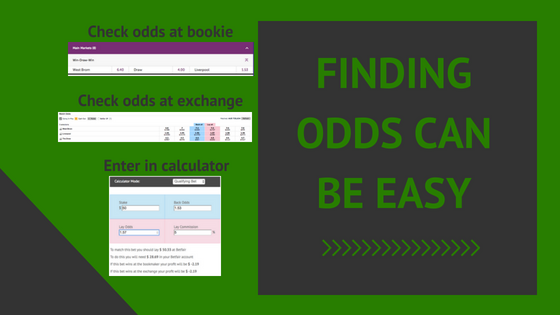 Comparing bookmaker back odds against Betfair lay odds to find a close manual match