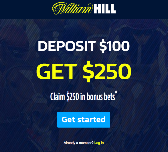 William Hill deposit $100 get $250 bonus bets signup offer