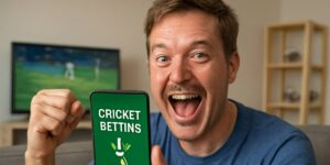 Happy man celebrates using Sports Maximiser for matched betting tools in cricket betting